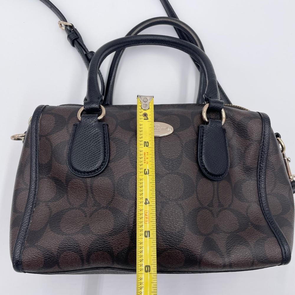 Coach Mini Bennett Satchel Bag Purse Signature Coated Canvas Leather Crossbody - Picture 12 of 13